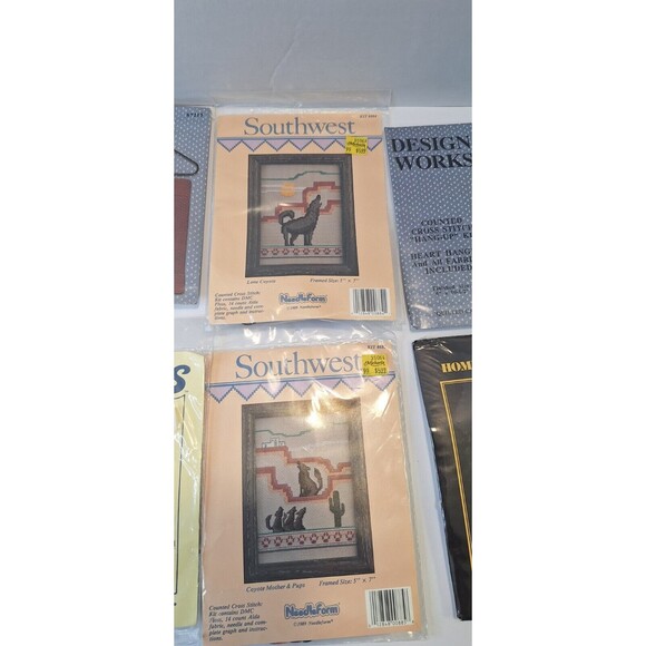 Lot of 6 Vintage Counted CROSS STITCH Medium Picture Frams 1980's Sealed Variety - Picture 3 of 8